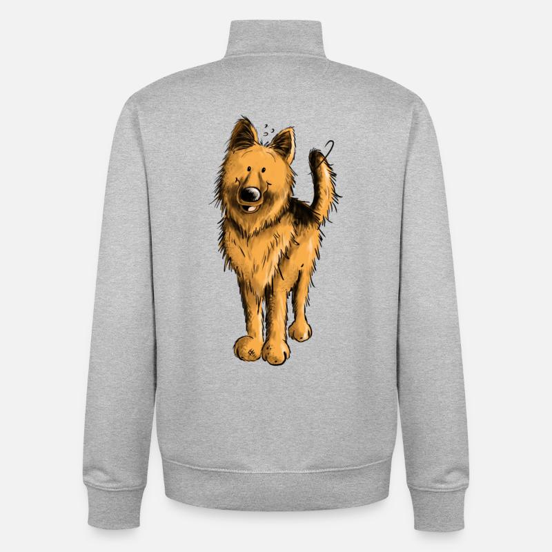 Lustiger Deutscher Schäferhund DSH Hund Comic - Unisex Organic Zip Sweatshirt von Stanley/Stella - Grau meliert
