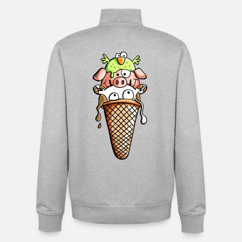 Bauernhoftier Eiscreme - Tiere - Eis - Kinder -Fun - Unisex Organic Zip Sweatshirt von Stanley/Stella - Grau meliert