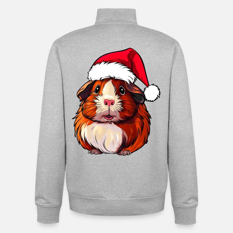 Cochon d'Inde du Père Noël - Sweat zippé unisexe en coton bio Stanley/Stella - gris chiné