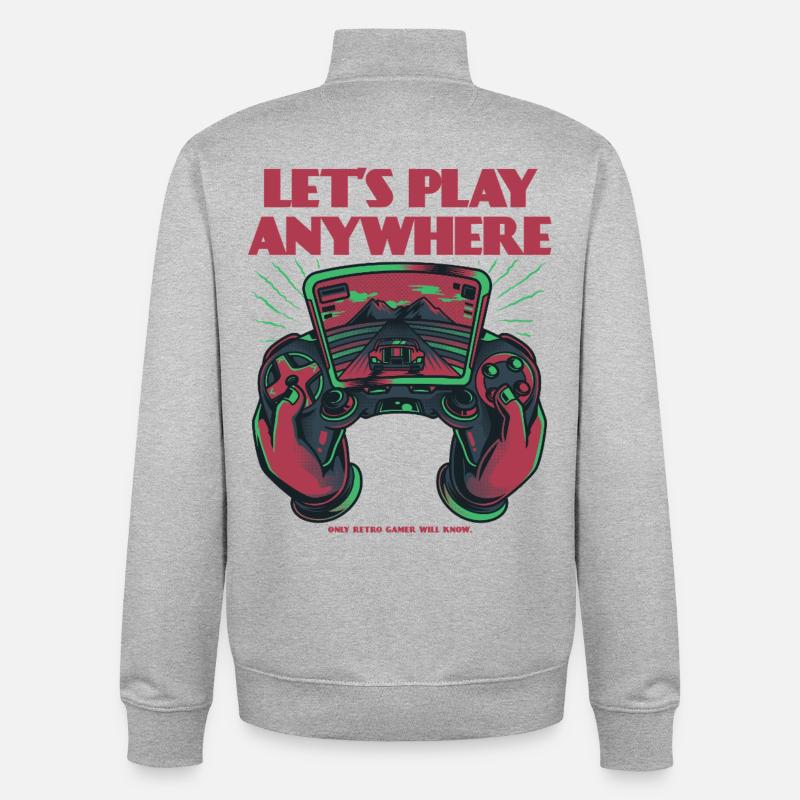 Design Rétro Pour Gamers - Sweat zippé unisexe en coton bio Stanley/Stella - gris chiné