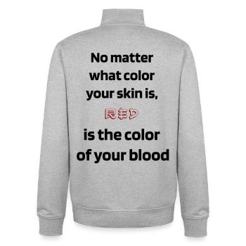 Blutfarbe - Unisex Organic Zip Sweatshirt von Stanley/Stella - Grau meliert - Hinten - AI Model Male 185 light (185cm)