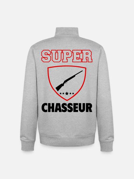 Super Hunter, Father's Day, Christmas - Unisex Organic Zip Sweatshirt by Stanley/Stella - heather grey