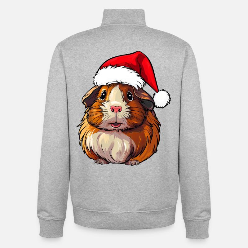 Cochons d'Inde de Noël - Sweat zippé unisexe en coton bio Stanley/Stella - gris chiné