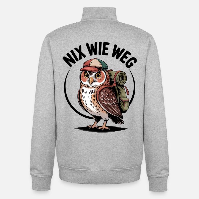 Wander-Eule mit Rucksack - Unisex Organic Zip Sweatshirt von Stanley/Stella - Grau meliert