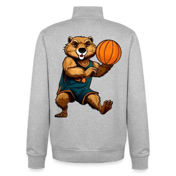 Le joueur de basket-ball Biber - Sweat zippé unisexe en coton bio Stanley/Stella - gris chiné - Dos - AI Model Male 185 light (185cm)