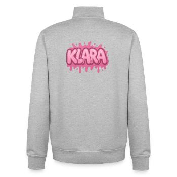 Graffiti KLARA Name, ideal printable gift - Unisex Organic Zip Sweatshirt by Stanley/Stella - heather grey - Back - AI Model Male 185 light (185cm)