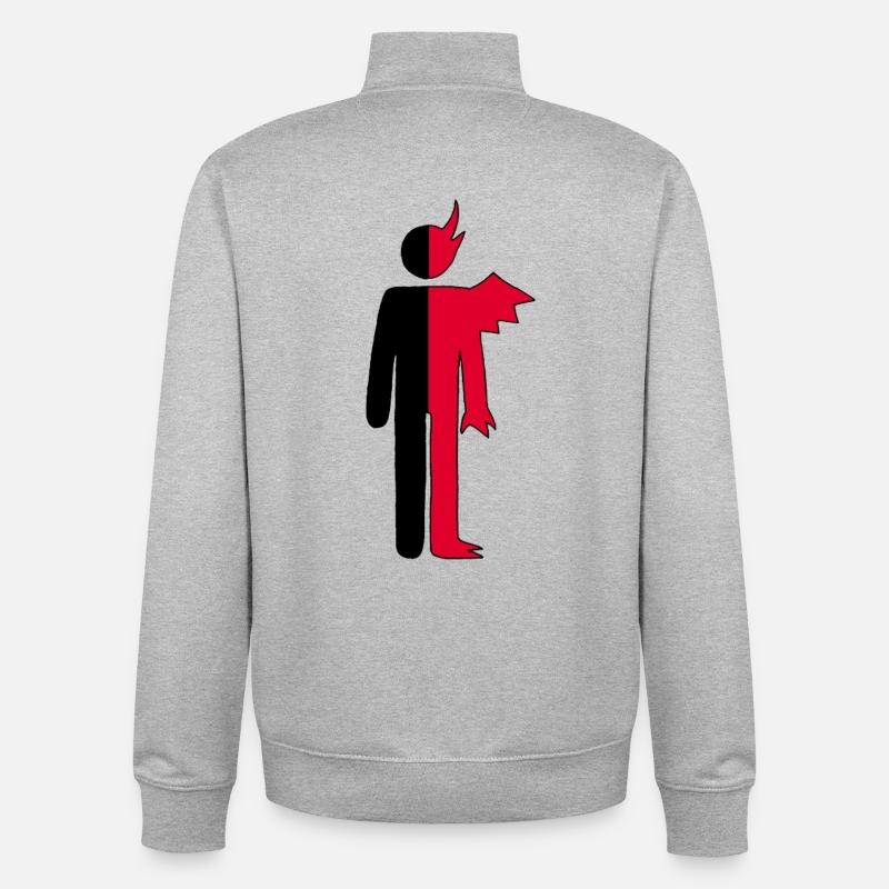 Mann oder Dämon Piktogramm - Unisex Organic Zip Sweatshirt von Stanley/Stella - Grau meliert