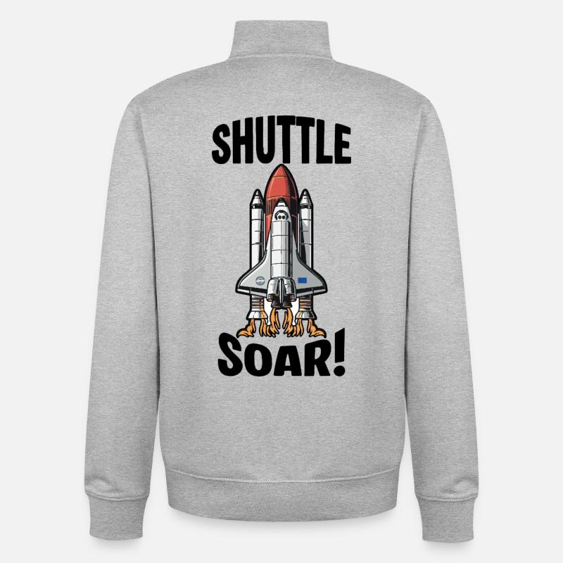 Navette Spatiale Décollage Shuttle Soar - Sweat zippé unisexe en coton bio Stanley/Stella - gris chiné