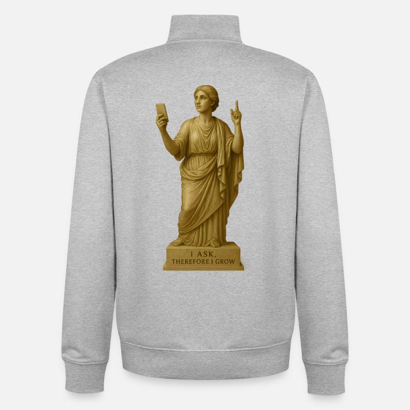 Statue de philosophe antique avec message - Sweat zippé unisexe en coton bio Stanley/Stella - gris chiné