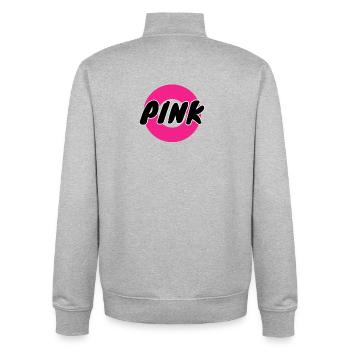 PINK logo in a circle - Unisex Organic Zip Sweatshirt by Stanley/Stella - heather grey - Back - AI Model Male 185 light (185cm)