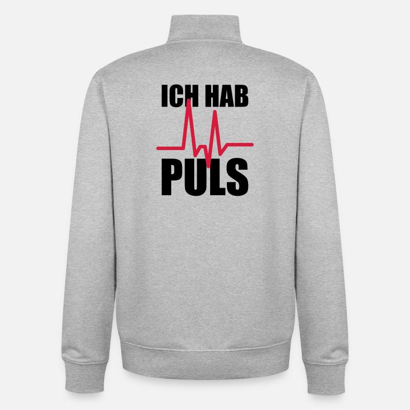 Ich hab Puls - Unisex Organic Zip Sweatshirt von Stanley/Stella - Grau meliert