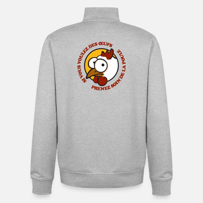 Prenez soin de la poule 1 - Sweat zippé unisexe en coton bio Stanley/Stella - gris chiné
