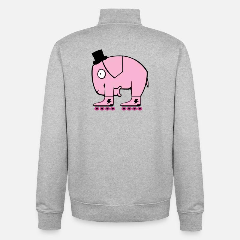 Pinker Elephant - Sweat zippé unisexe en coton bio Stanley/Stella - gris chiné