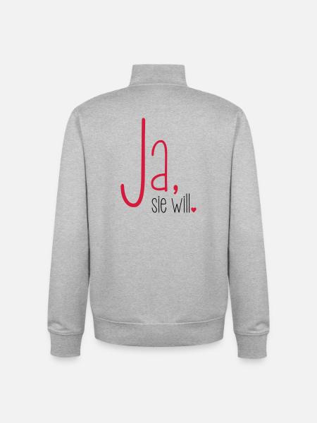 Ja sie will Junggesellin Junggesellenabschied - Unisex Organic Zip Sweatshirt von Stanley/Stella - Grau meliert