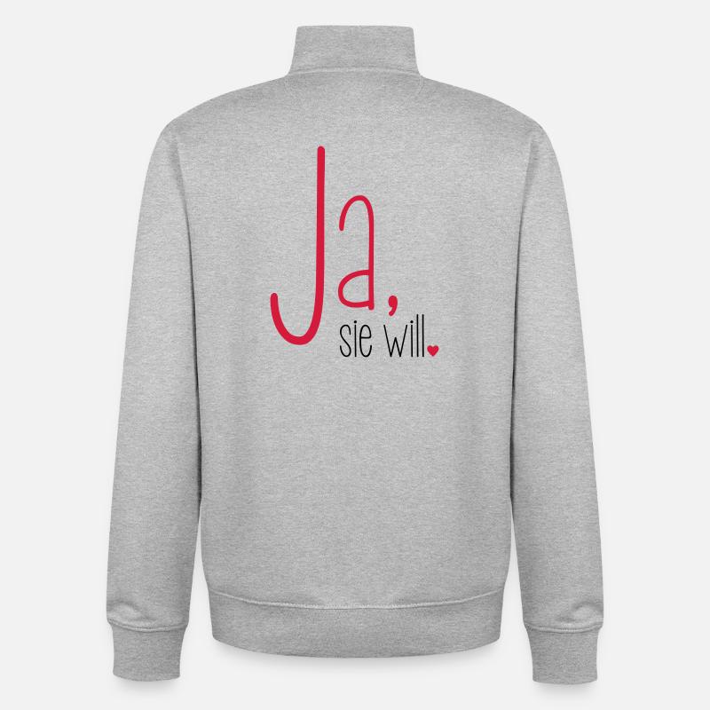 Ja sie will Junggesellin Junggesellenabschied - Unisex Organic Zip Sweatshirt von Stanley/Stella - Grau meliert