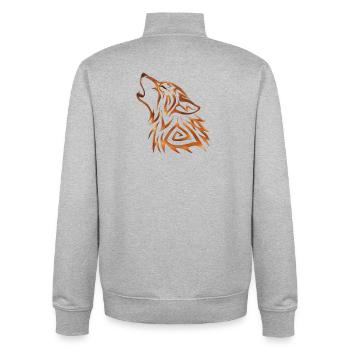 Tribal Wolf Howl Copper Flame - Unisex Organic Zip Sweatshirt by Stanley/Stella - heather grey - Back - AI Model Male 185 light (185cm)
