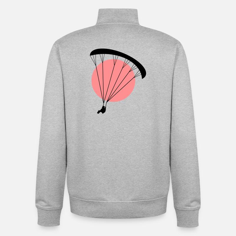 Paraglider Sunset Vector - Sweat zippé unisexe en coton bio Stanley/Stella - gris chiné