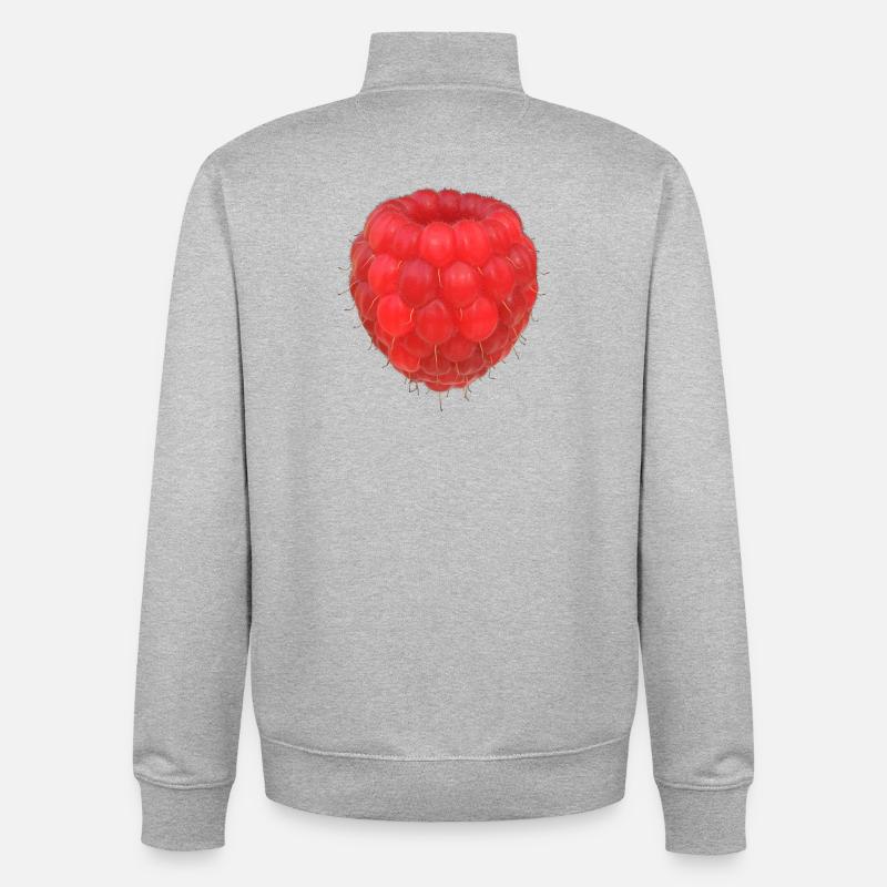 Raspberry Cluster Pattern - Unisex Organic Zip Sweatshirt by Stanley/Stella - heather grey