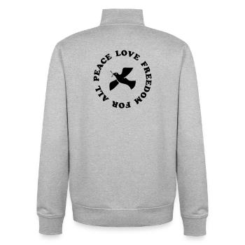 peace love freedom - Unisex Organic Zip Sweatshirt von Stanley/Stella - Grau meliert - Hinten - AI Model Male 185 light (185cm)