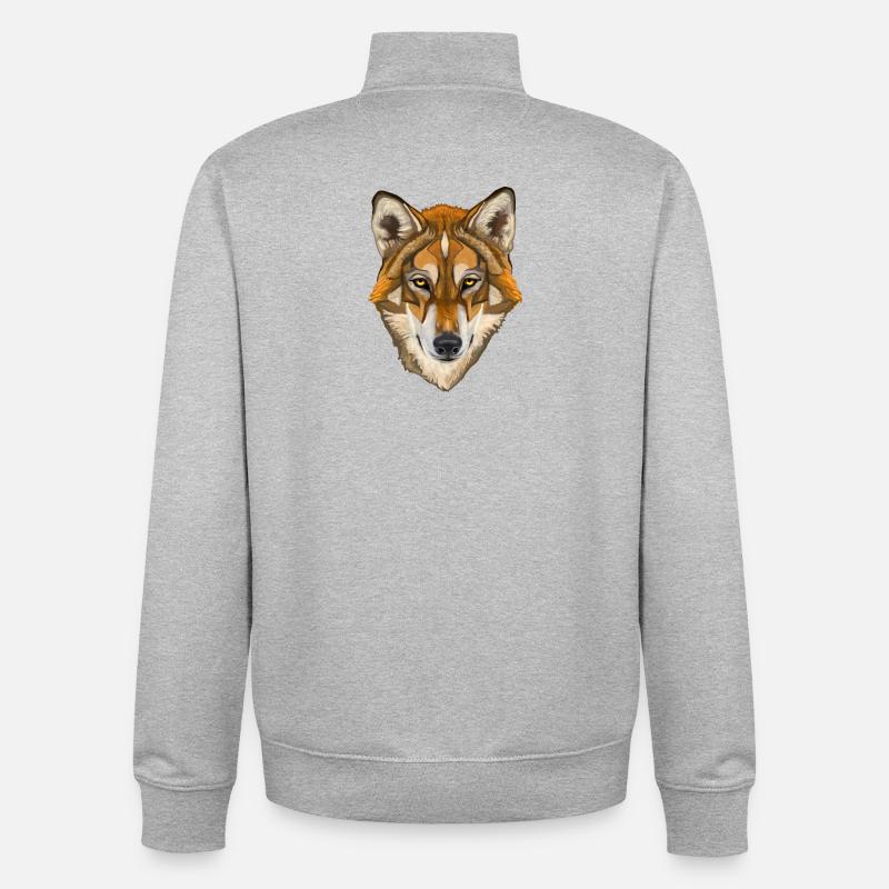 loup - Sweat zippé unisexe en coton bio Stanley/Stella - gris chiné