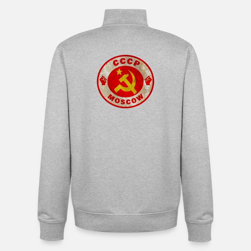 Soviet Union / Gift / Gift Idea - Unisex Organic Zip Sweatshirt by Stanley/Stella - heather grey