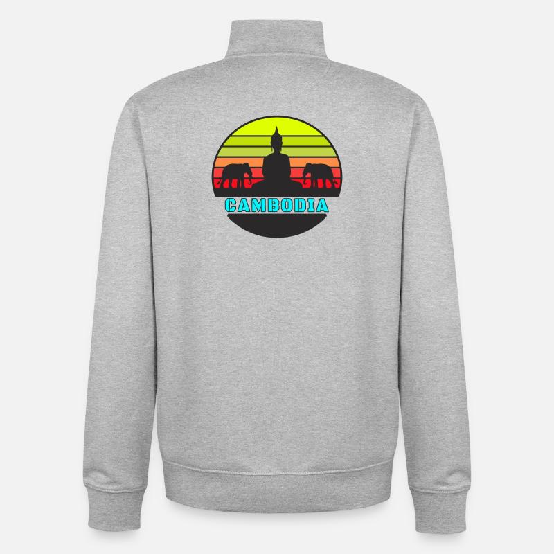 Kambodscha / Buddha / Elefant / Geschenk - Unisex Organic Zip Sweatshirt von Stanley/Stella - Grau meliert