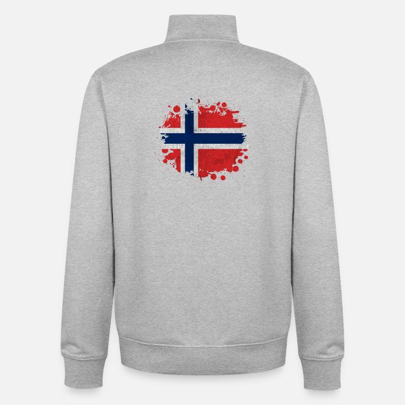 Klecks Norvège - Cadeau drapeau - Sweat zippé unisexe en coton bio Stanley/Stella - gris chiné