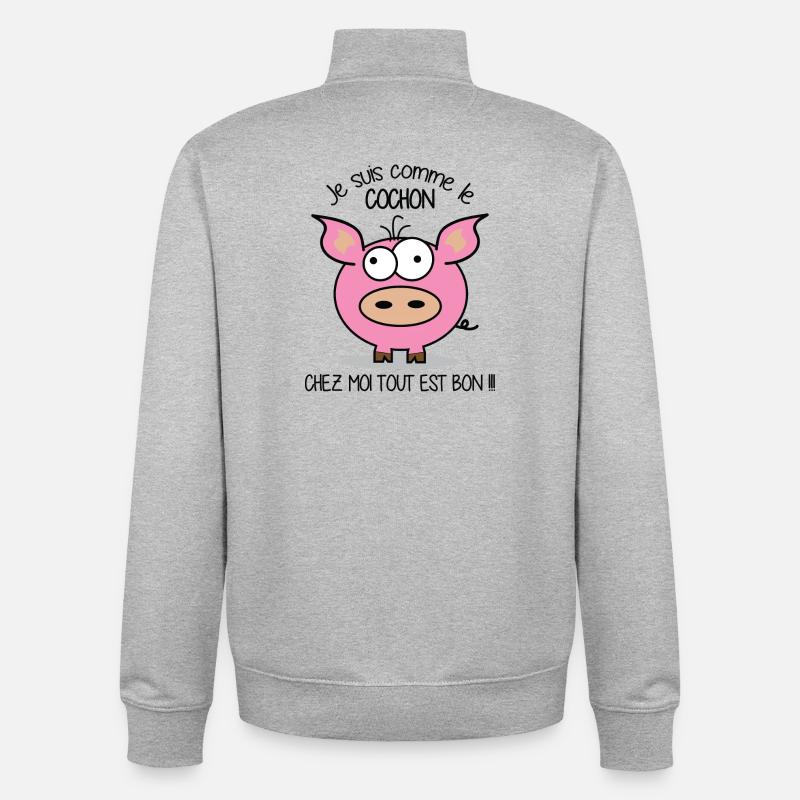 Je suis comme le cochon - Sweat zippé unisexe en coton bio Stanley/Stella - gris chiné