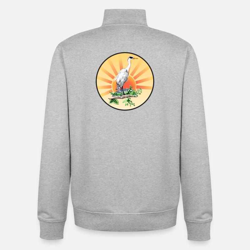 Héron cendré - Sweat zippé unisexe en coton bio Stanley/Stella - gris chiné