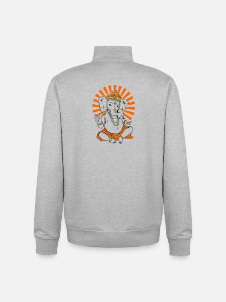 budda elefant Ganesha Yoga om Gud Namaste India - Unisex genser med glidelås i økologisk bomull Stanley/Stella - gråmelert