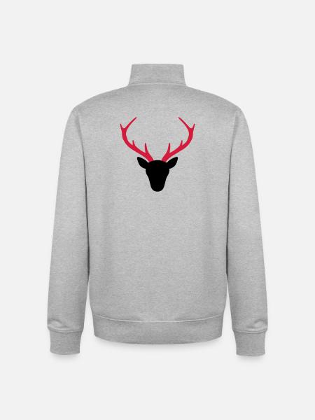 Deer antler hunter gift - Unisex Organic Zip Sweatshirt by Stanley/Stella - heather grey