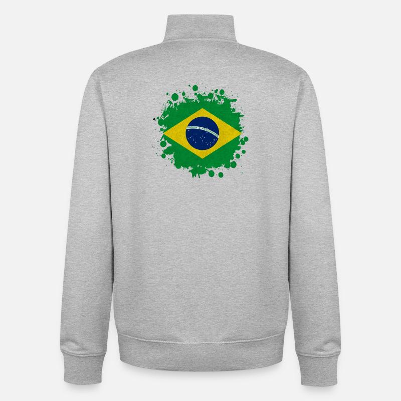 Brasilien Klecks Fleck Geschenk Flagge Südamerika - Unisex Organic Zip Sweatshirt von Stanley/Stella - Grau meliert