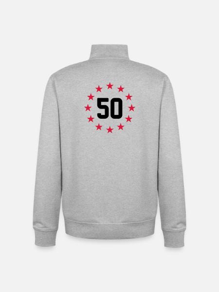 50 ans - Sweat zippé unisexe en coton bio Stanley/Stella - gris chiné