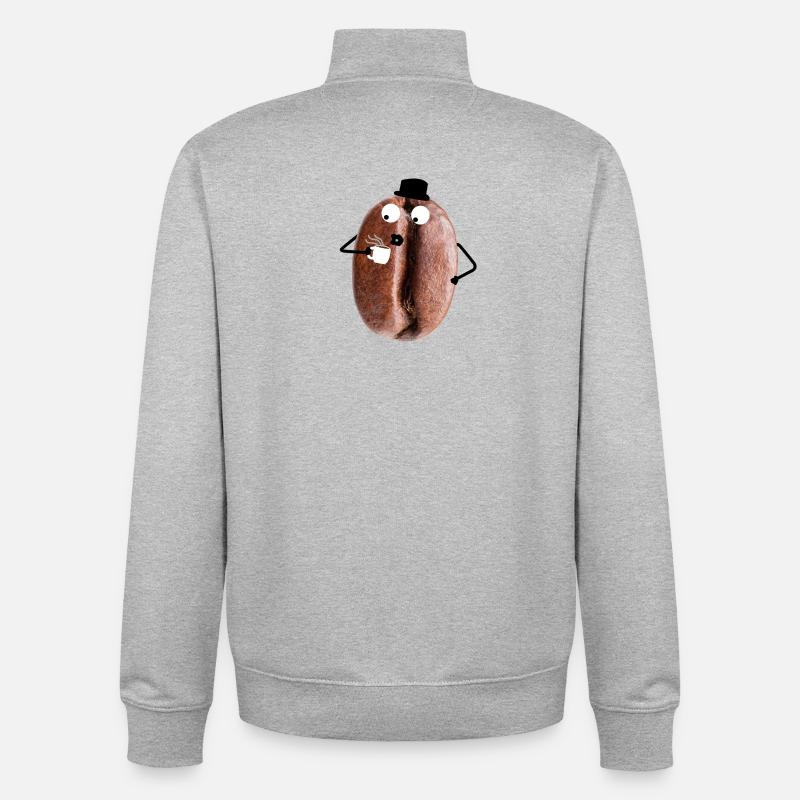 Grain de café avec visage - Sweat zippé unisexe en coton bio Stanley/Stella - gris chiné