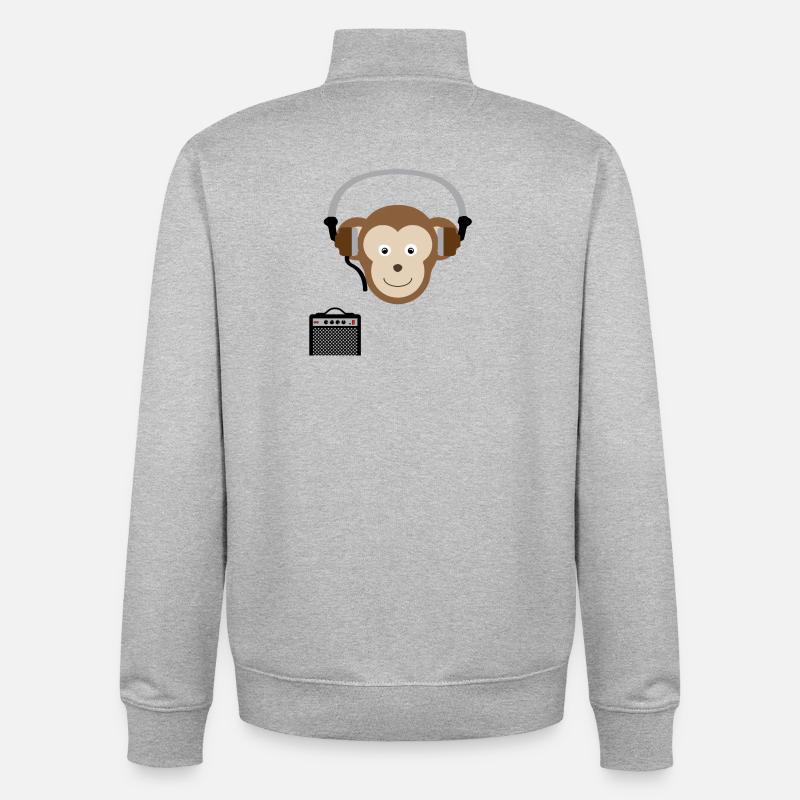 Affe mit Kopfhörern Musik - Unisex Organic Zip Sweatshirt von Stanley/Stella - Grau meliert