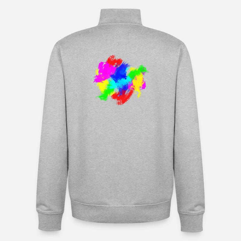 Farbklecks Bunt Farbspritzer - Unisex Organic Zip Sweatshirt von Stanley/Stella - Grau meliert