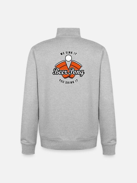 Beer Pong Logo IV - Unisex Organic Zip Sweatshirt by Stanley/Stella - heather grey