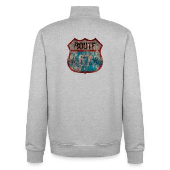 Rustic Route 67 Shield Design - Unisex Organic Zip Sweatshirt by Stanley/Stella - heather grey - Back - AI Model Male 185 light (185cm)