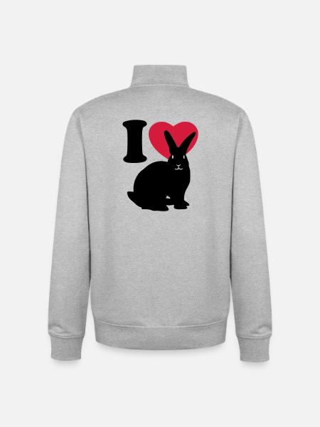 I love rabbits - Unisex Organic Zip Sweatshirt by Stanley/Stella - heather grey
