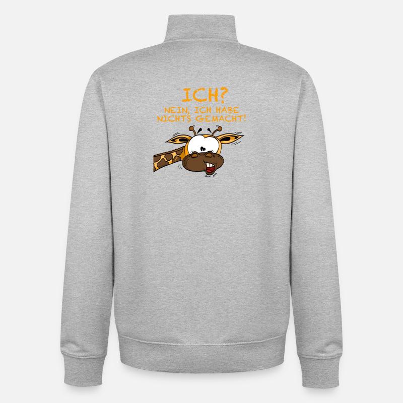 Ce n’était pas moi girafe - Sweat zippé unisexe en coton bio Stanley/Stella - gris chiné