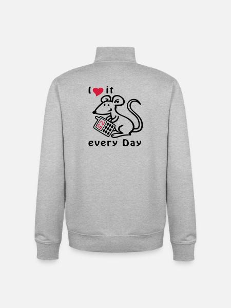 Mobile Phone, Mouse, Chat - Unisex Organic Zip Sweatshirt by Stanley/Stella - heather grey
