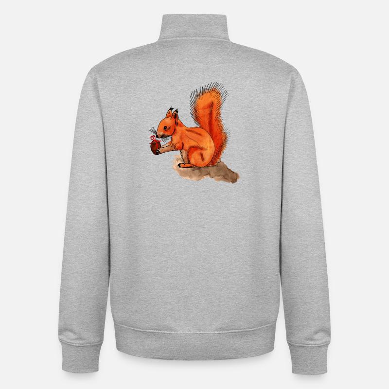 Eichhörnchen mit Geschenk - Unisex Organic Zip Sweatshirt von Stanley/Stella - Grau meliert