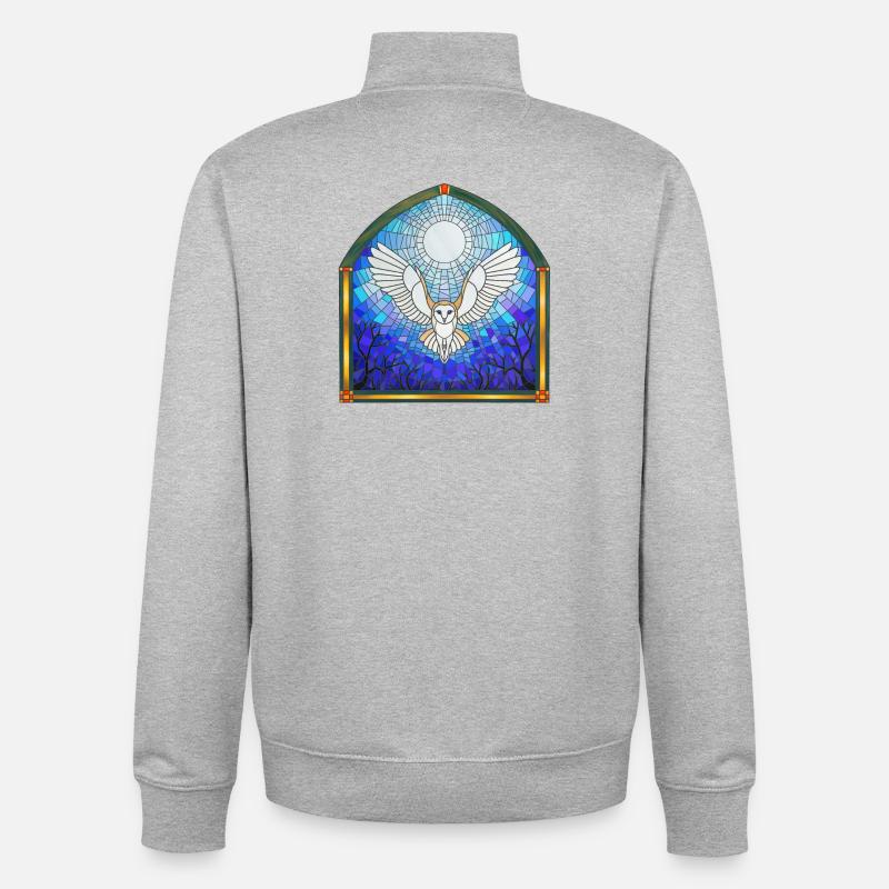 Eule und Mond - Unisex Organic Zip Sweatshirt von Stanley/Stella - Grau meliert