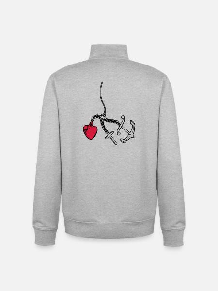 faith, love, hope heart - Unisex Organic Zip Sweatshirt by Stanley/Stella - heather grey