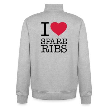 I LOVE SPARE RIBS - Unisex Organic Zip Sweatshirt von Stanley/Stella - Grau meliert - Hinten - AI Model Male 185 light (185cm)