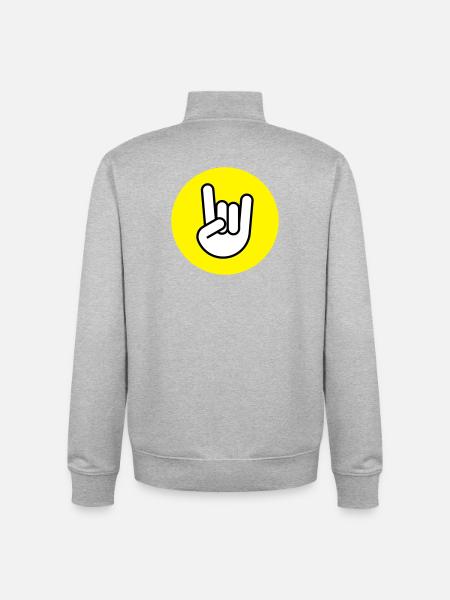 Pommes fork circle yellow - Unisex Organic Zip Sweatshirt by Stanley/Stella - heather grey