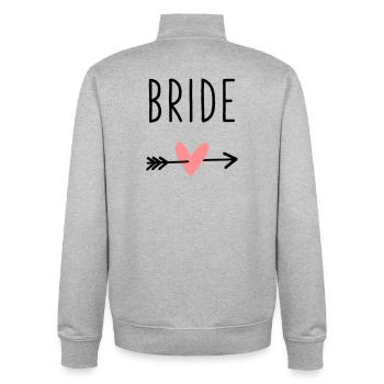 Bride heart cupid arrow bachelor party - Unisex Organic Zip Sweatshirt by Stanley/Stella - heather grey - Back - AI Model Male 185 light (185cm)
