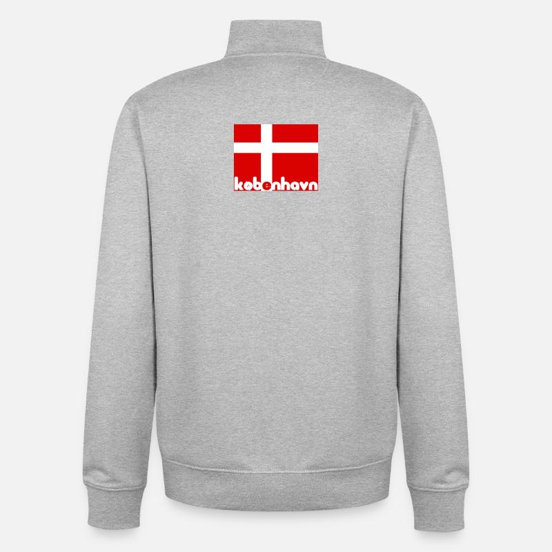 Copenhague Danemark Dannebrog idée cadeau enfants - Sweat zippé unisexe en coton bio Stanley/Stella - gris chiné