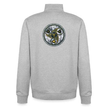 Consciousness Travel Machine, Sacred Geometry - Unisex Organic Zip Sweatshirt by Stanley/Stella - heather grey - Back - AI Model Male 185 light (185cm)