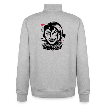 Spielkarte Joker - Unisex Organic Zip Sweatshirt von Stanley/Stella - Grau meliert - Hinten - AI Model Male 185 light (185cm)